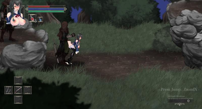 Scene from NightOfR - night-of-revenge-brunette-warrior-defeated-and-used-by-bandits-after-capture