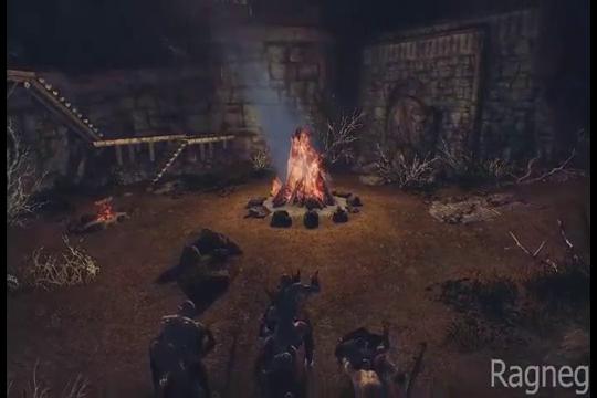 Scene from Skyrim - skytim-three-elf-girls-defeated-and-captured-by-falmers-in-dungeon
